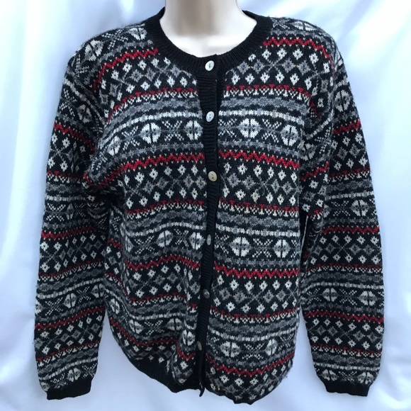 Karen Scott Fair Isle Wool Sweater 